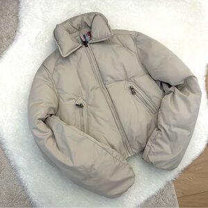 Urban Outfitters Beige Cropped Puffer Coat